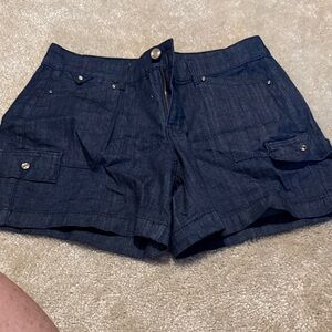 White House Black Market Navy Cargo Denim Shorts